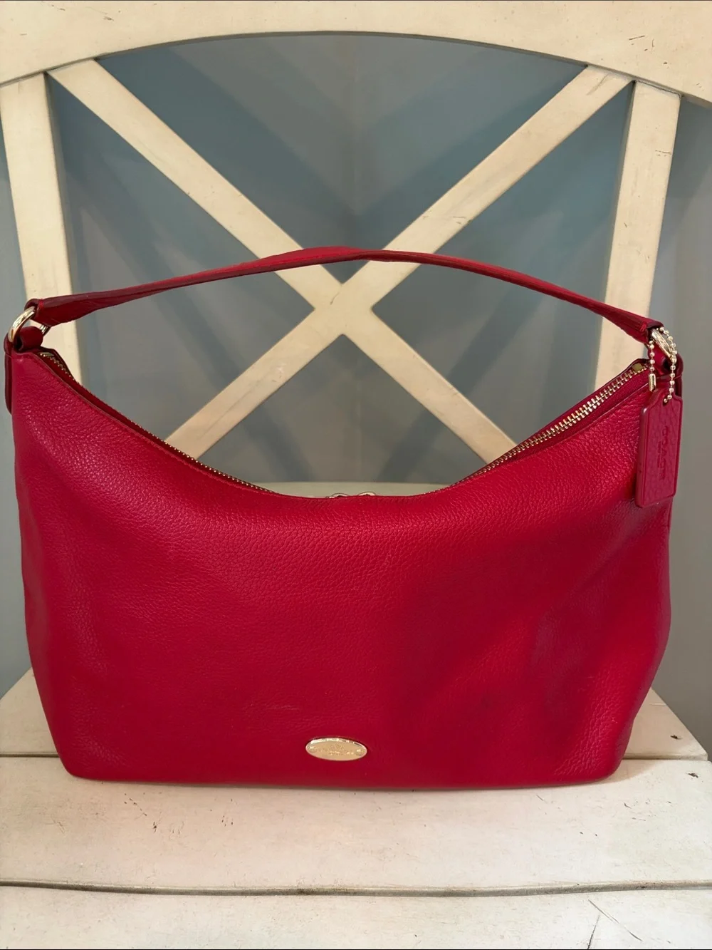 Coach Women's Red Leather Shoulder Bag